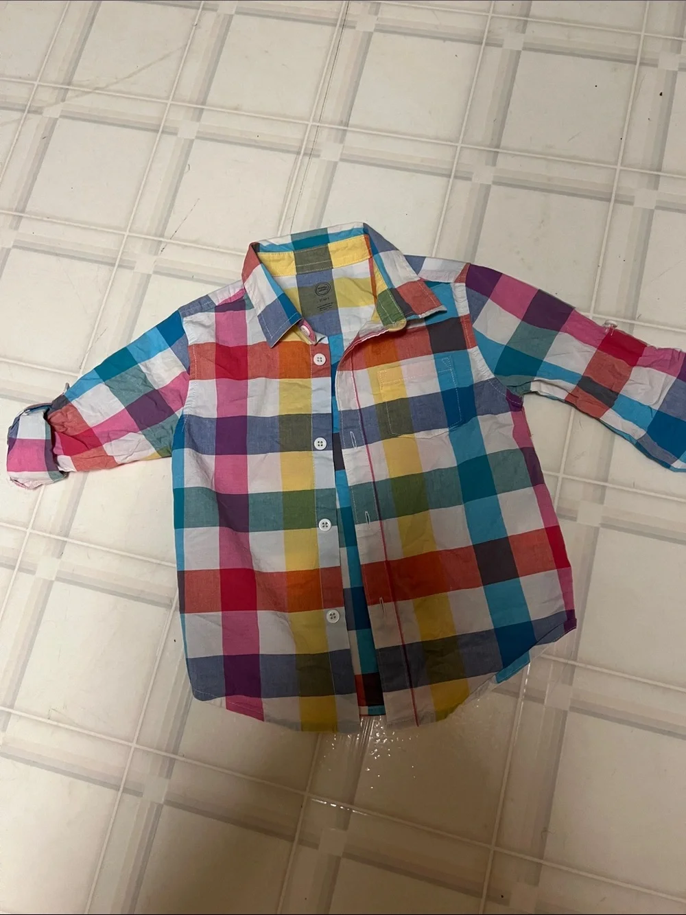 Wonder Nation Multicolor Plaid long Sleeve Shirt - Yellow/Blue/Green